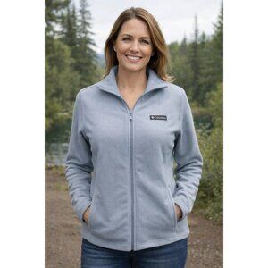 Columbia Sportswear Womens Medium Full-Zip Fleece Jacket Grey Blue